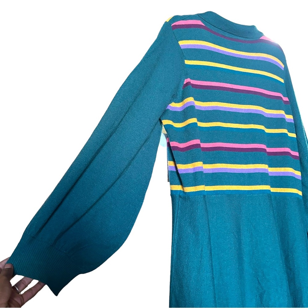 Modcloth Green Retro Stripe Sweater Dress 2X NWOT - Picture 4 of 5
